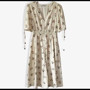 Madewell Tie Sleeve Smocked Waist Midi Dress sz S